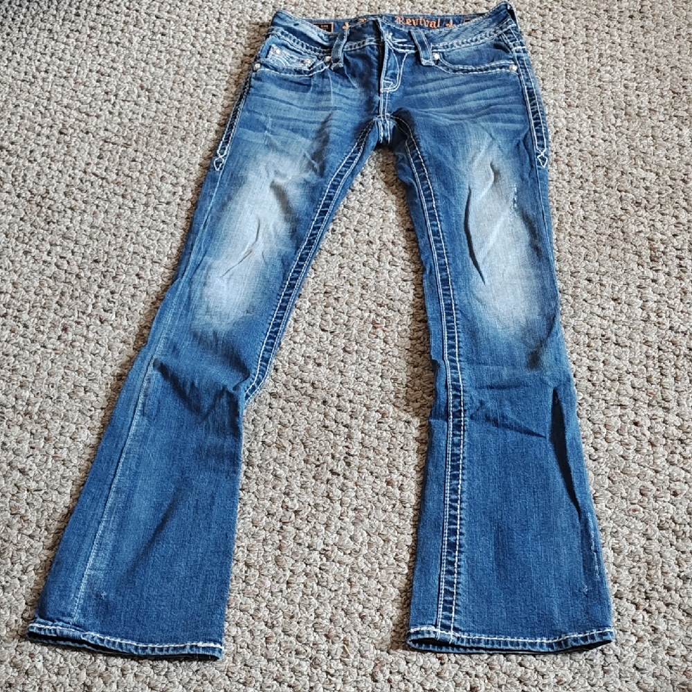 Rock Revival Women's Distressed Blue Boot Cut Jeans